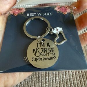 Nurse RN LVN LPN Metal Keychain with Heart Charm NEW Healthcare Medical Gift